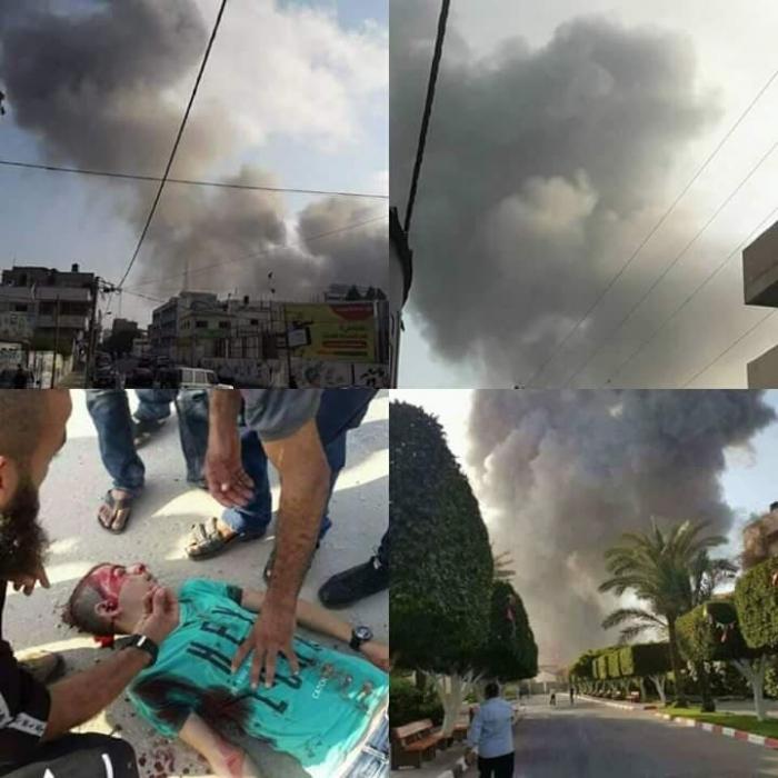 صور.. استشهاد طفلين واصابة العشرات باستهداف مبنى  الكتيبة غرب مدينة غزة