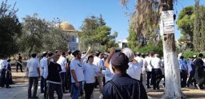برفقة عشرات المستوطنين وزير الزراعة الصهيونى يتقدم المقتحمين للاقصى