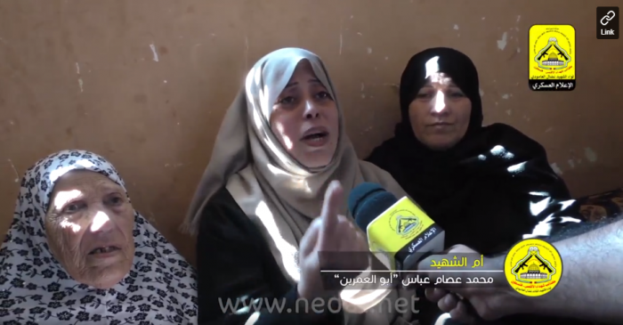 بالفيديو /// رسالة ام الشهيد للمقاومة أثناء تشييع جثمان ابنها الشهيد محمد عباس - أبو العمرين